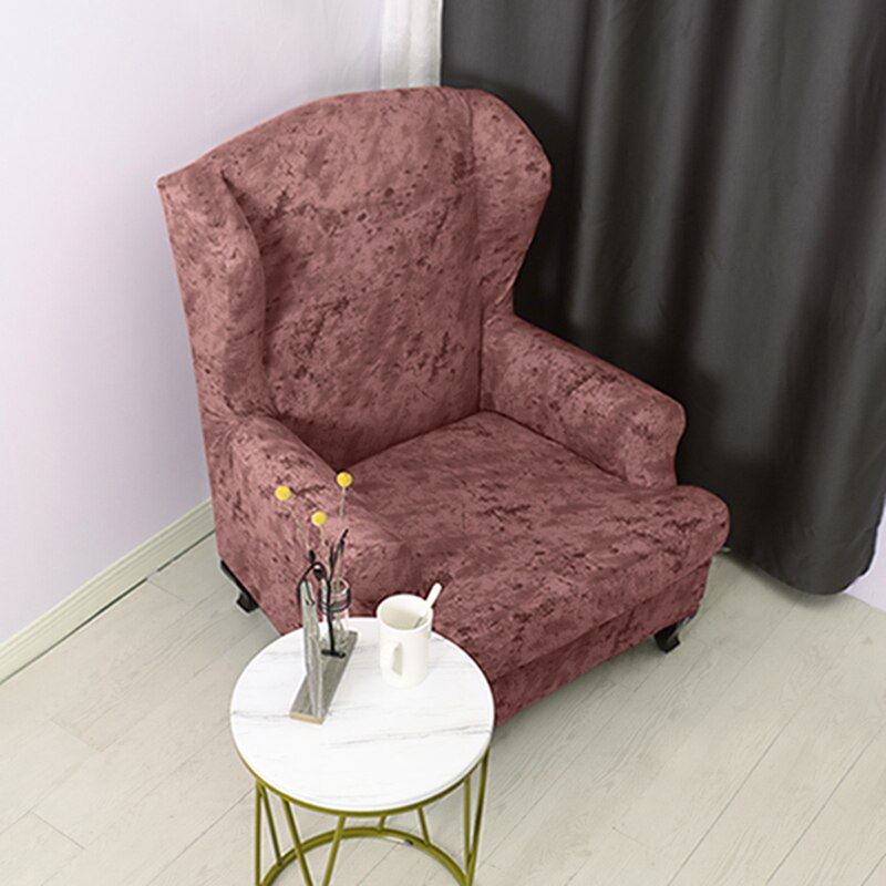 Stretch armleuning bankhoes vleugelrug stoelhoes elastische spandex fauteuilhoes beschermer voor thuis woonkamer kantoor: Baksteenrood