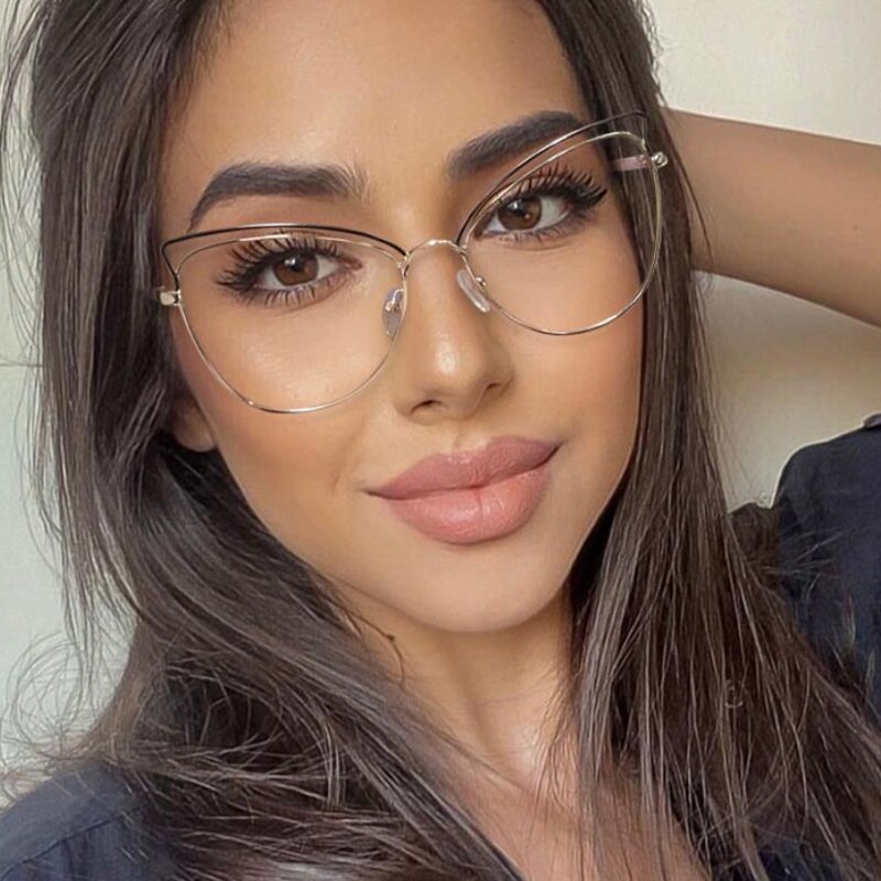 Anti-Blue Blocking Glasses Trends Cat Eye Women's Glasses Frame Oversized Optical Decorative Glasses