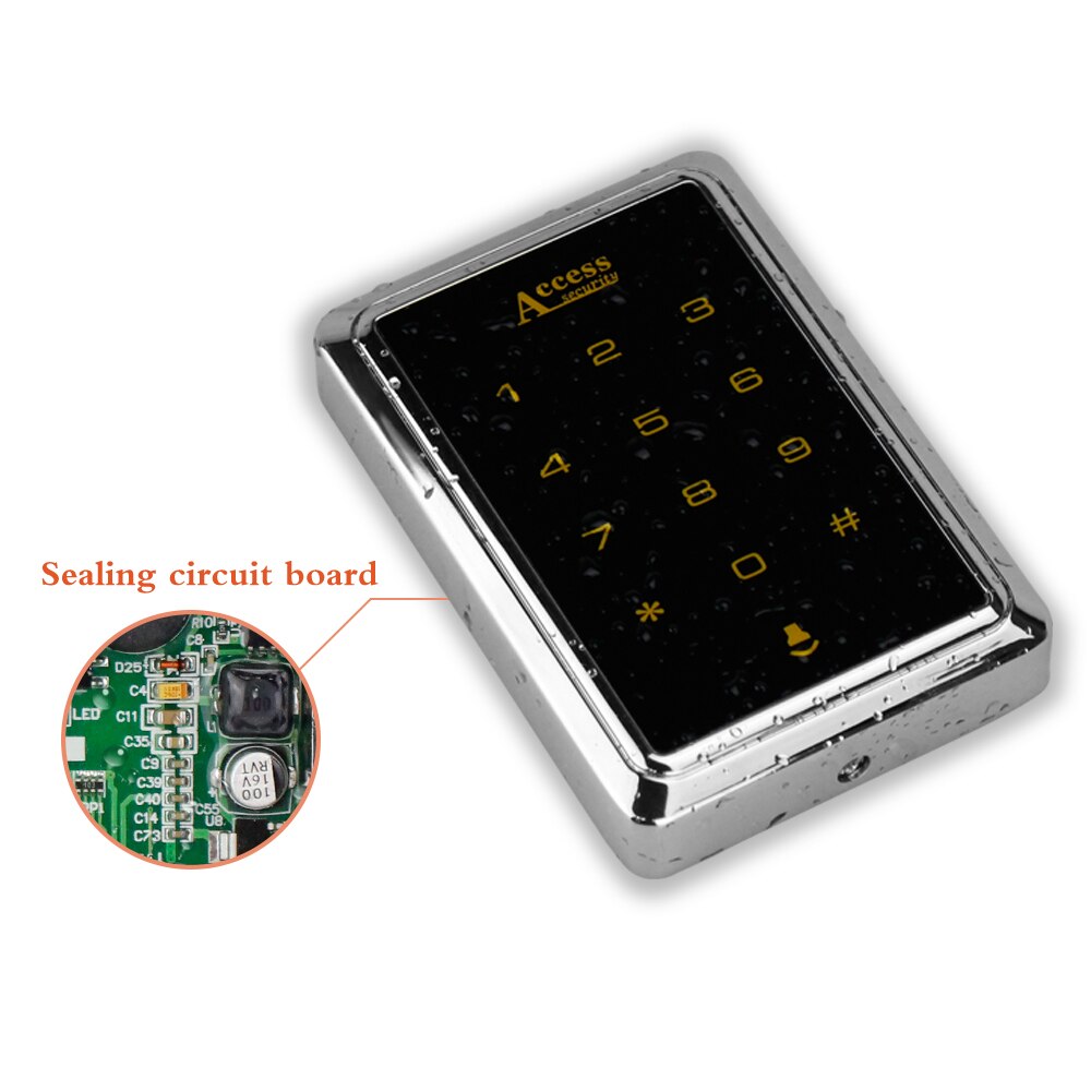 IP65 Waterproof RFID Access Control Keypad Touch Metal Case Backlight with 10pcs EM4100 Keyfobs for Door Access Control System