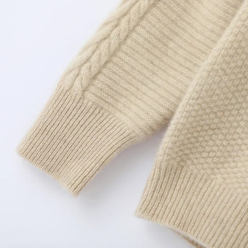 Camisola de lã de alta qualidade cardigan feminino grosso macio quente superior tecelagem flores malha roupas femininas soltas casuais roupas de inverno