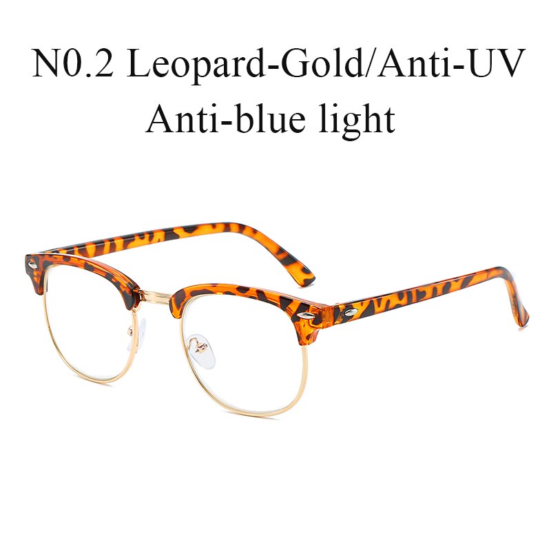 Vintage Semi-Rimless Anti Blue Rays Computer Glasses Men Blue Light Gaming Glasses Protection Clear Lens Glasses Oculos: N0.2