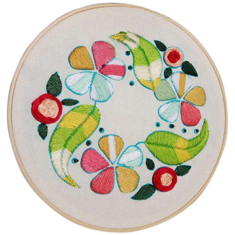 3D Embroidery DIY Kit Flowers Pattern Cross Stitch Bamboo Embroidery Hoop Handmade Crafts Sewing Supplies: A9