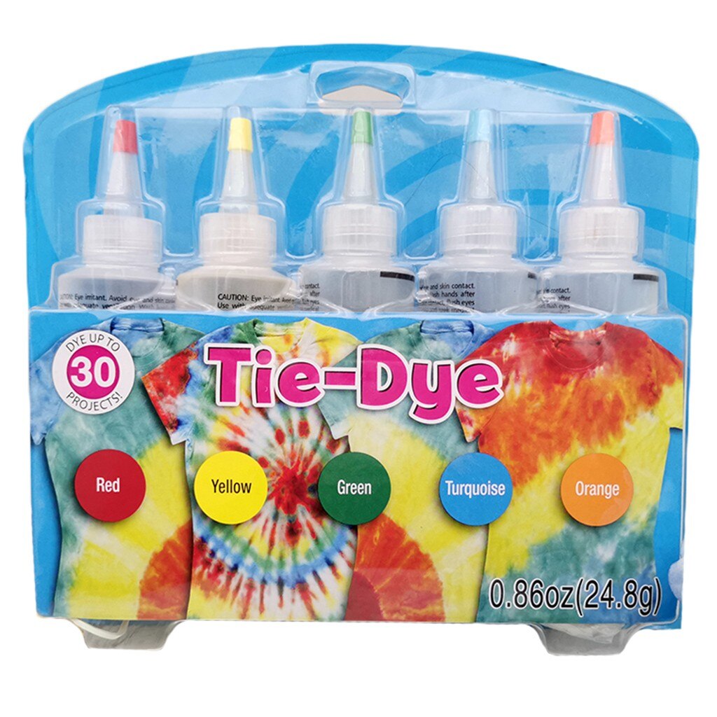 Cold Water Colorful One Step Art Craft Permanent With Pigment Fabric Tie-Dye Kit 24 Colors DIY Safe Dyes Fun DIY Garment: 5pcs D