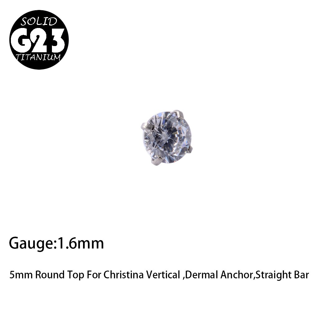 1PC G23 Titanium Christina Vertical Hood Piercings CZ Gem Dermal Anchor Crystal Flower Straight Barbell Jewelry Piercing 1.6mm: Black Gun Plated