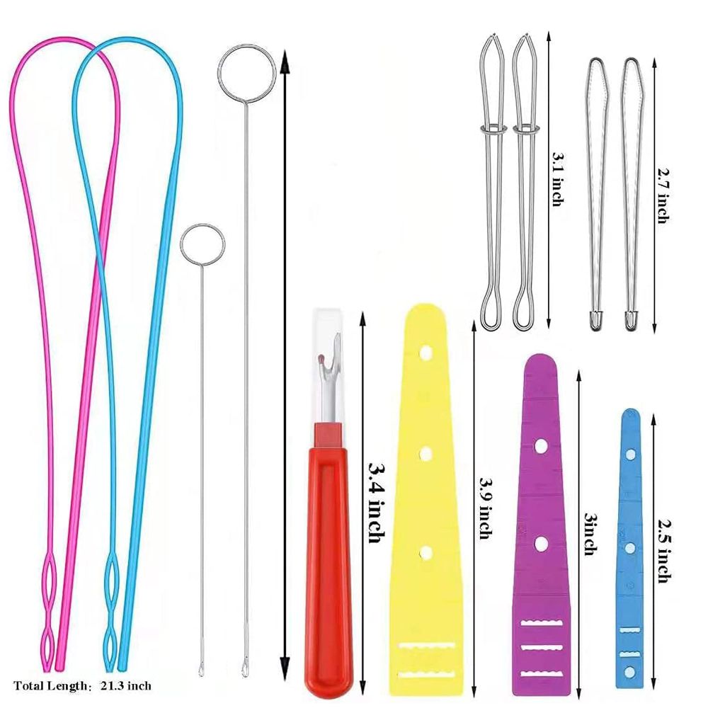 Drawstring Threader Set Drawstring Replacement Tools Plastic and Metal Needle Threader Tool Loop Turner Hook Sewing Supplies
