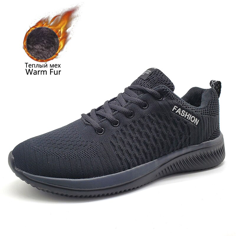 Winter Mannen Casual Schoenen Outdoor Warm Bont Sneakers Mode Mannelijke Sneeuw Wandelschoenen Lichtgewicht Antislip Lace-Up mannen Schoenen: Black Fur / '47