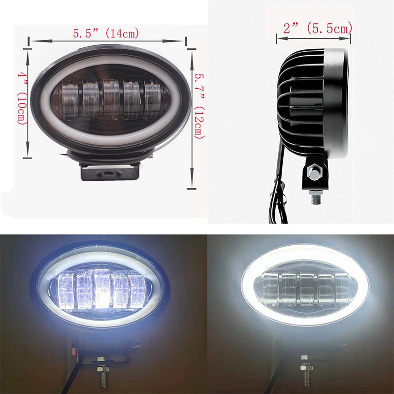 1pair 12-60V LED Working Light 50W Oval with Photography Light auxiliary driving light Moto 6000K working lights fog lamp