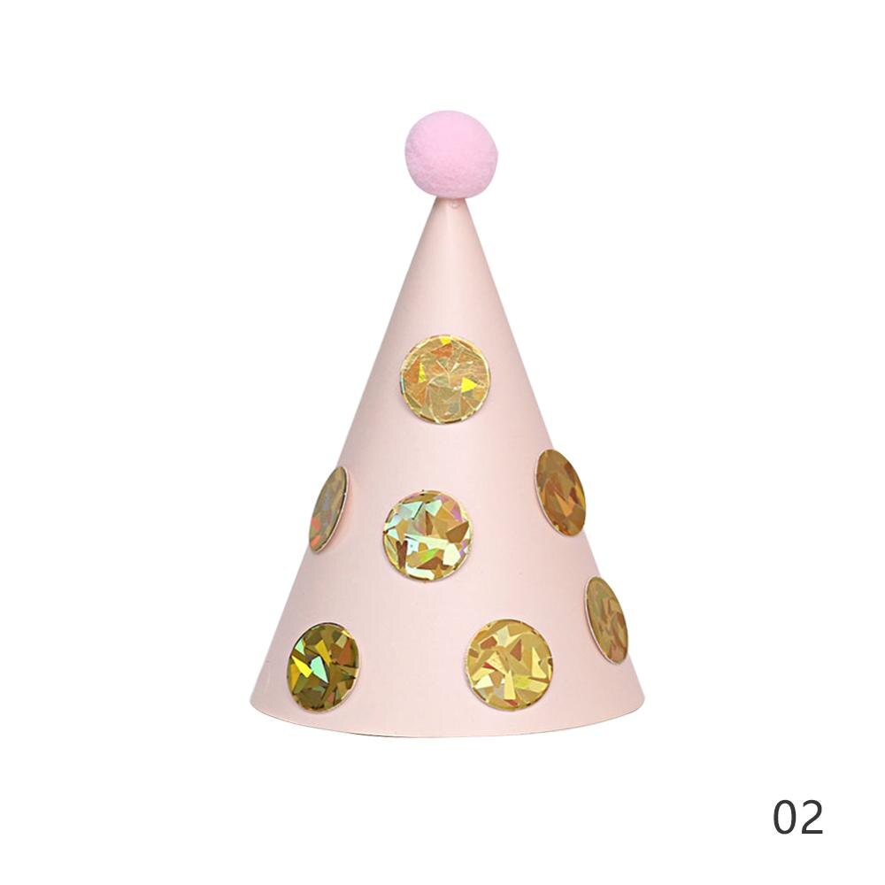 Festive Birthday Party Hats Polka Dot Stripe Birthday Party Halloween Christmas Hats with Plush Ball Party Festive Supplies: 02