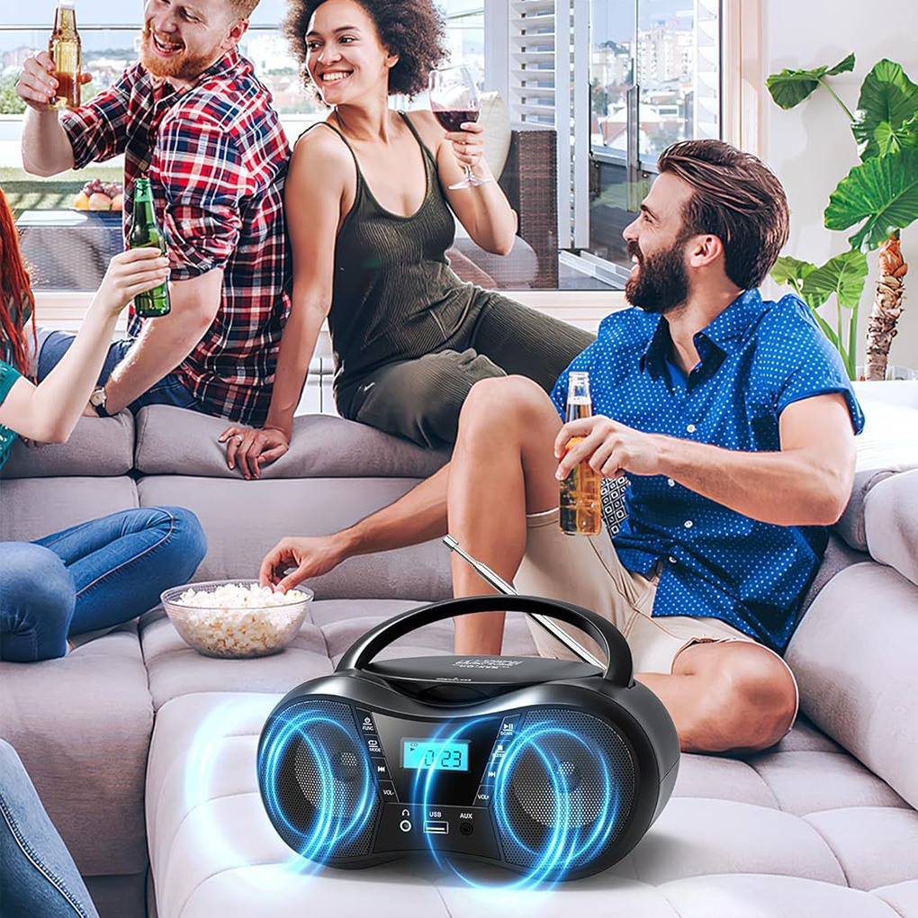 Portable CD Player Bluetooth Boombox CD Player AM/FM Radio High-fidelity Stereo Player Compatible for CD/CD-R/RW Radio for Home