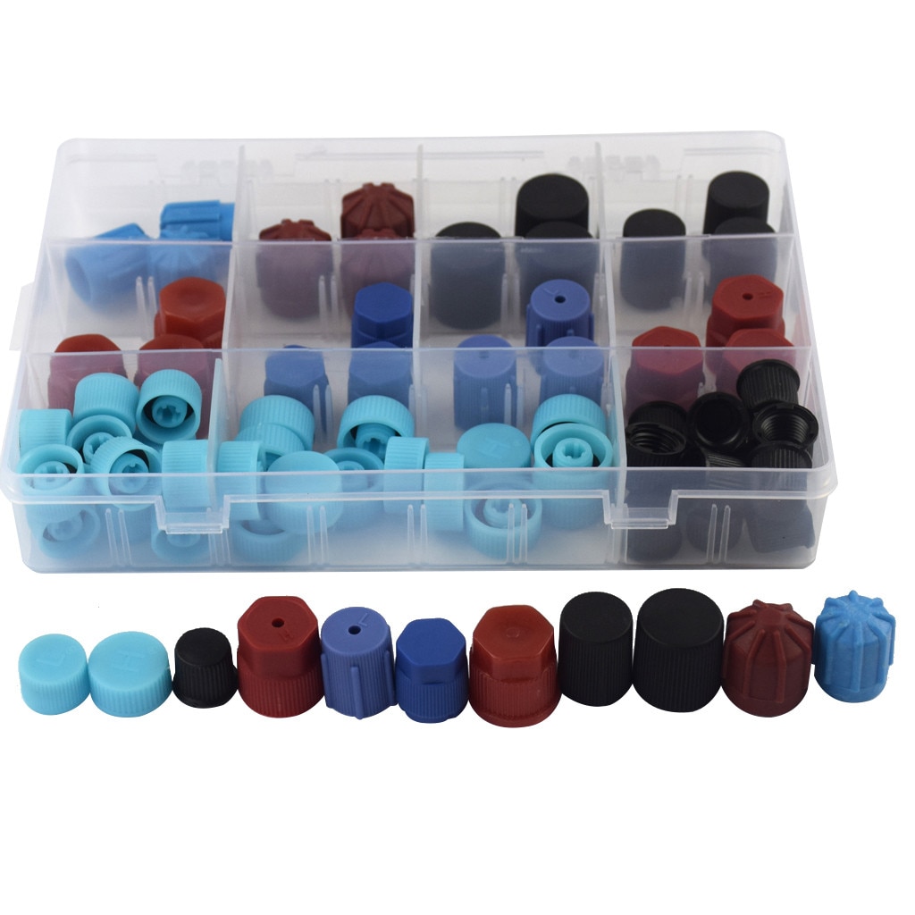 77pcs Universal A/C R134a R12 High Low Side Valve Core/Service Port Dust Cap Set Replacement Car air conditioning Repair Parts #