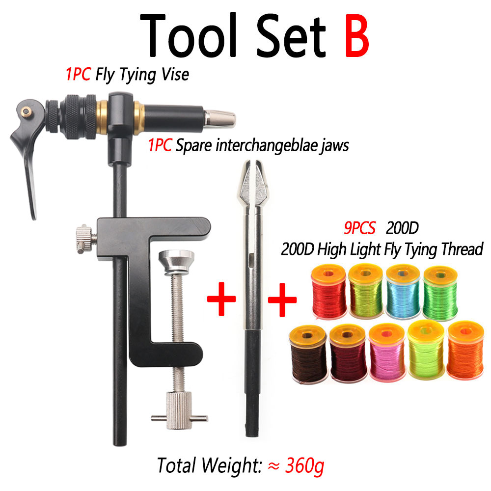 Bimoo 360° ° Rotatie C-Clamp Vliegbindset Bankschroef Gehard Stalen Kaken Jig Lokken Maken Tool Spoel Houder Threader Vliegbindset tool 200D: Light Grey