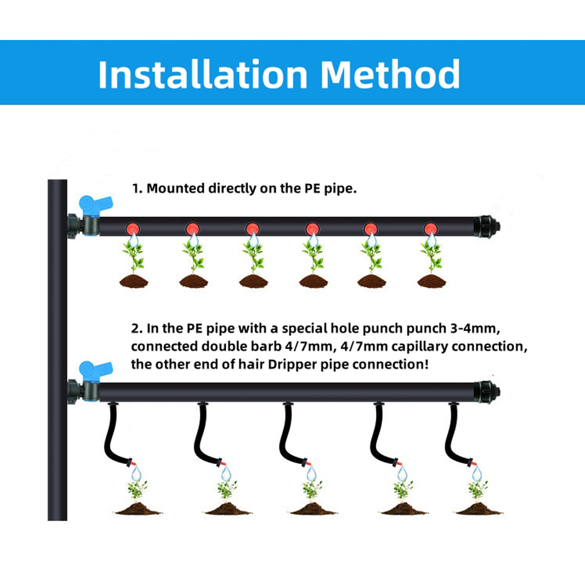 Portata 10/20/30L/H gocciolatore di compensazione della pressione 4/7mm tubo di pulizia automatica regolatore dell'acqua irrigazione del giardino raccordo a goccia