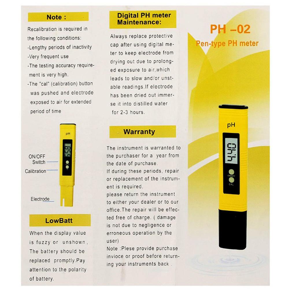 Pluma de Medidor de PH Digital LCD portátil de la precisión del probador 0,1, medidor de calibración automático para agua, vino, orina, piscina y Acuario