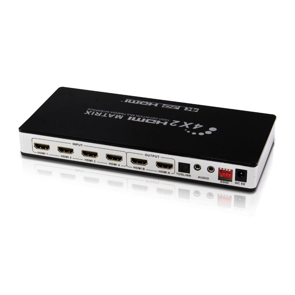 4K 3D 4X2 Video Converter Om Tv Arc Hdmi Vergulde Interface Av Ontvanger Optische Poort Splitter aluminium Matrix Switcher