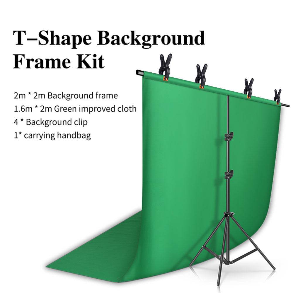 SH T-vormige achtergrondstandaardkit met achtergronddoek Video Chroma Key Green Screen Frame Stand voor fotografie Fotostudio Props: Koffie
