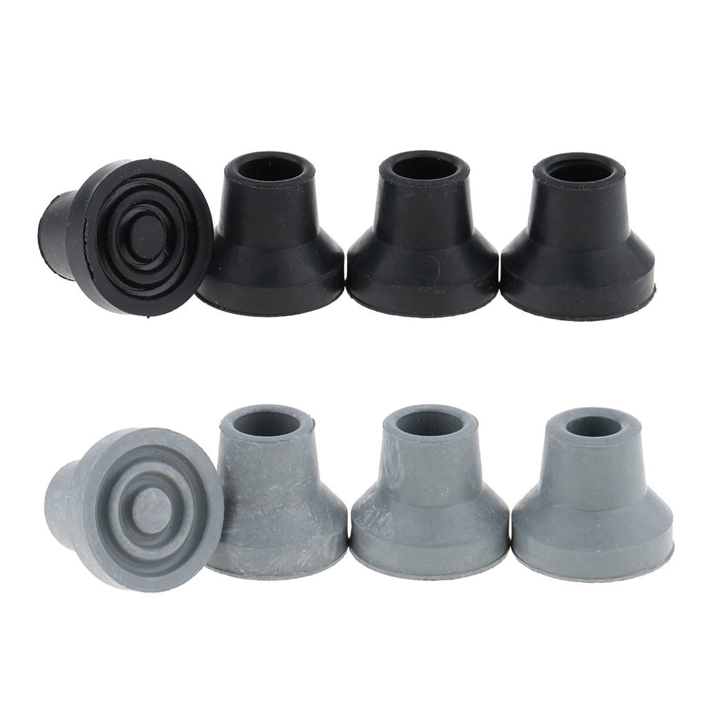 8Pcs 16mm Walking Stick Tips End Protector Canes Accessory, Rubber Crutch &amp; Walker Tips &amp; Leg Tips Caps Cover, Gray and Black