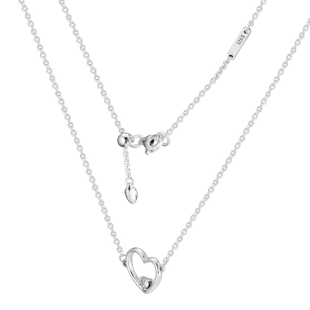 Asymmetrische herz-halskette 100% 925 sterlingsilber