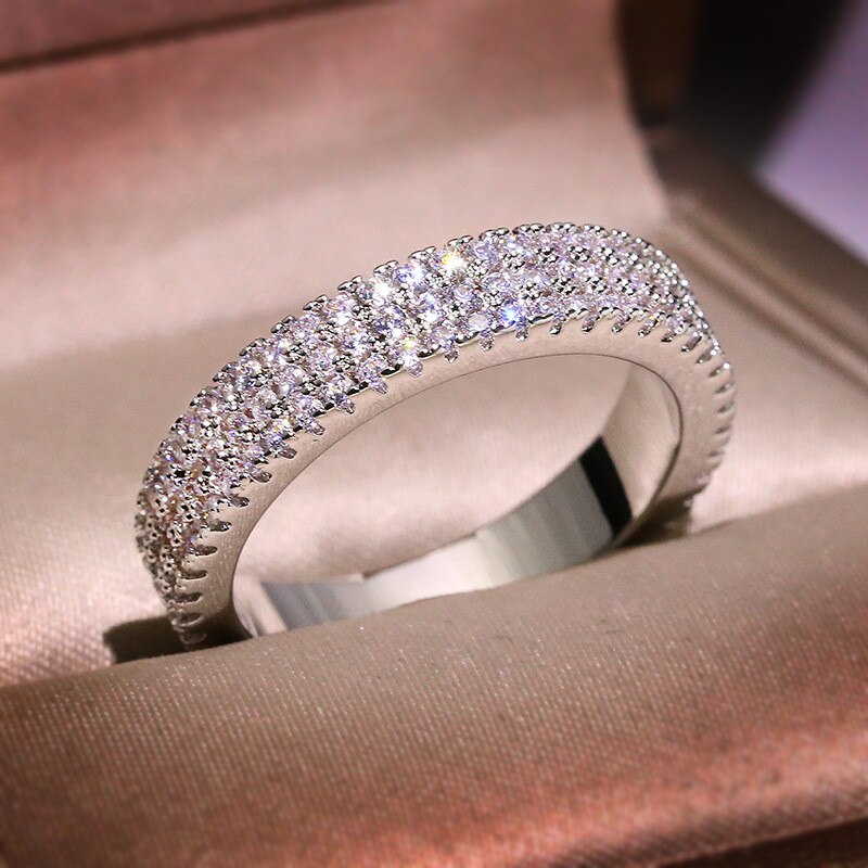 CC Women Rings Simple Finger Three Rows Cubic Zirc... – Vicedeal