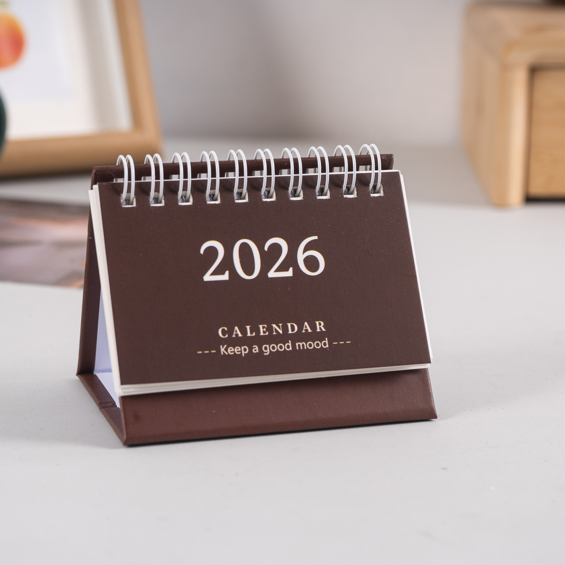 Enkel engelsk mini-skrivebordskalender til skrivebordsvisning, bærbar kalender til skrivebordsdekorasjon, håndlaget dagbok  .07.12: Blå