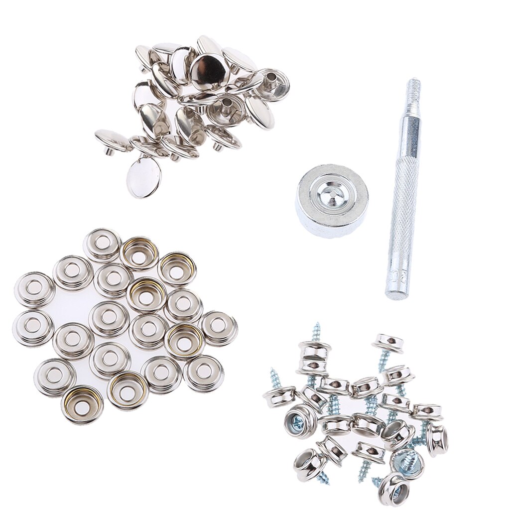62 Pieces Boat Marine Cover Fastener Snap 3/8'' Screw Kit with Installation Tool