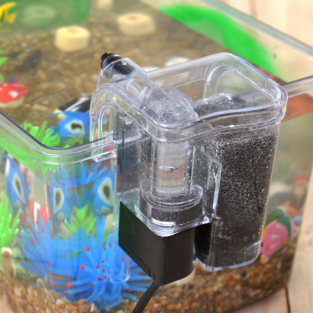 3in1 Aquarium Water External Filter Small Fish Tank Waterfall Filter Hanging Cylinder Filter External US/EU Plug