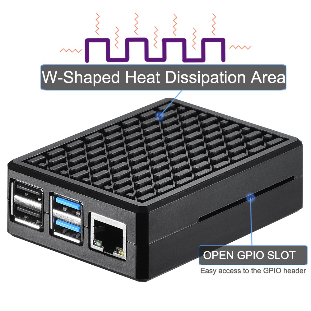 Raspberry Pi 4B Metal Aluminum Alloy Case/Passive Cooling Shell Metal Enclosure Heat Dissipation with Heatsink for Pi 4 Model B