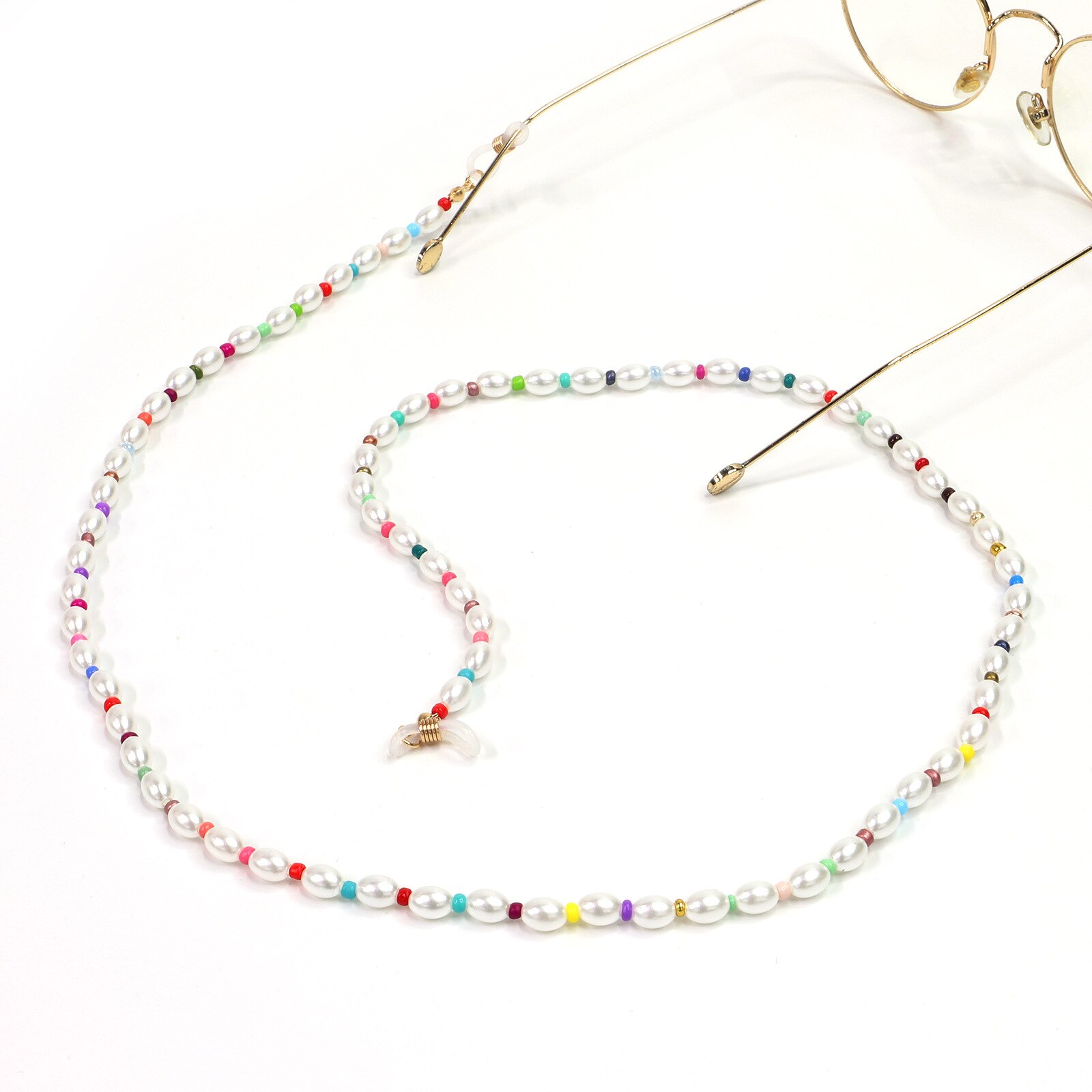 Handgemaakte Imitatie Parel Kralen Ketting Zonnebril Candy Kleur Neck Cord Antislip Leesbril Keten Voor Vrouwen