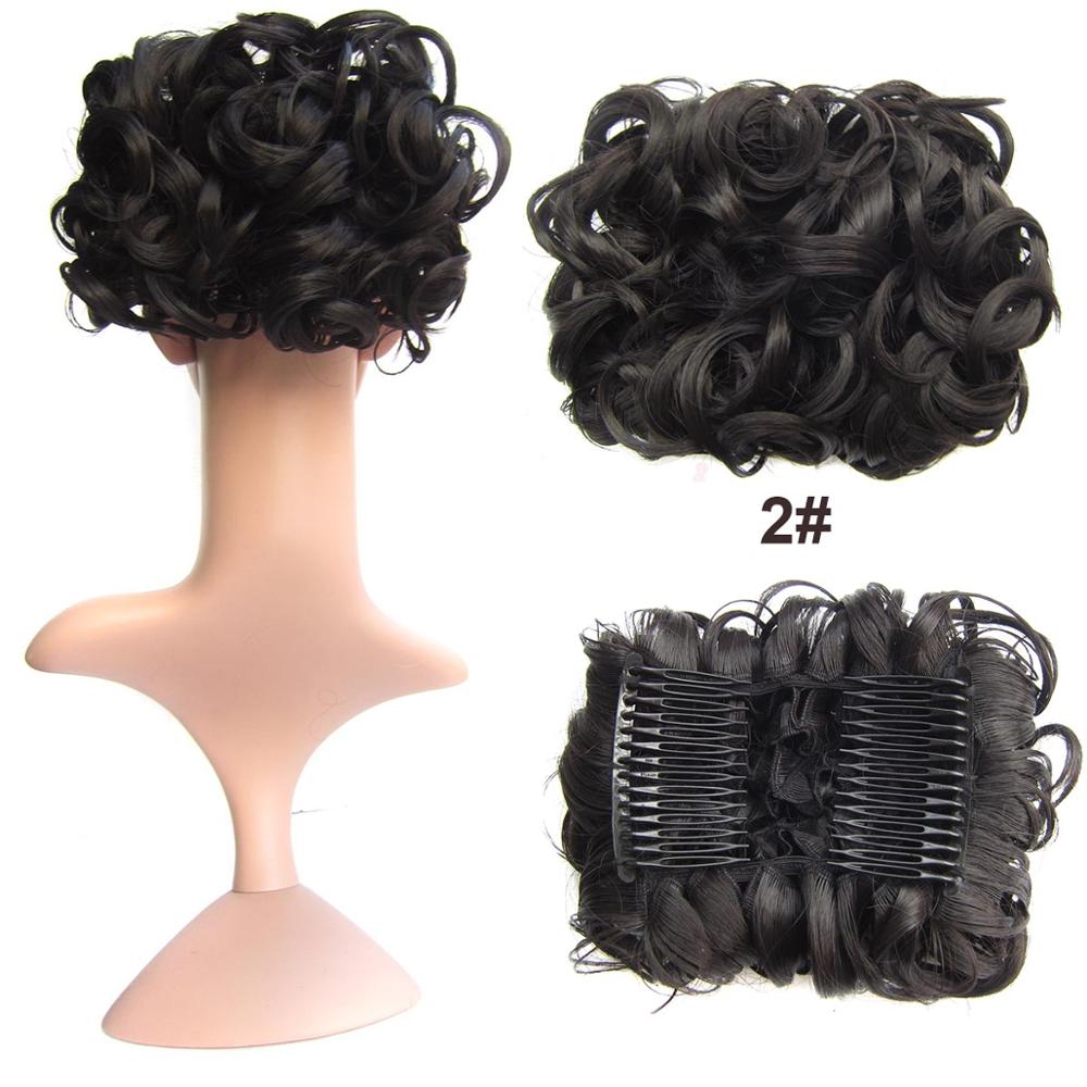 Delice – Chignon en filet élastique pour femme, postiche synthétique, bouclé, , gris, avec deux peignes en plastique, couvre-cheveux, accessoire de mariage: n ° 2
