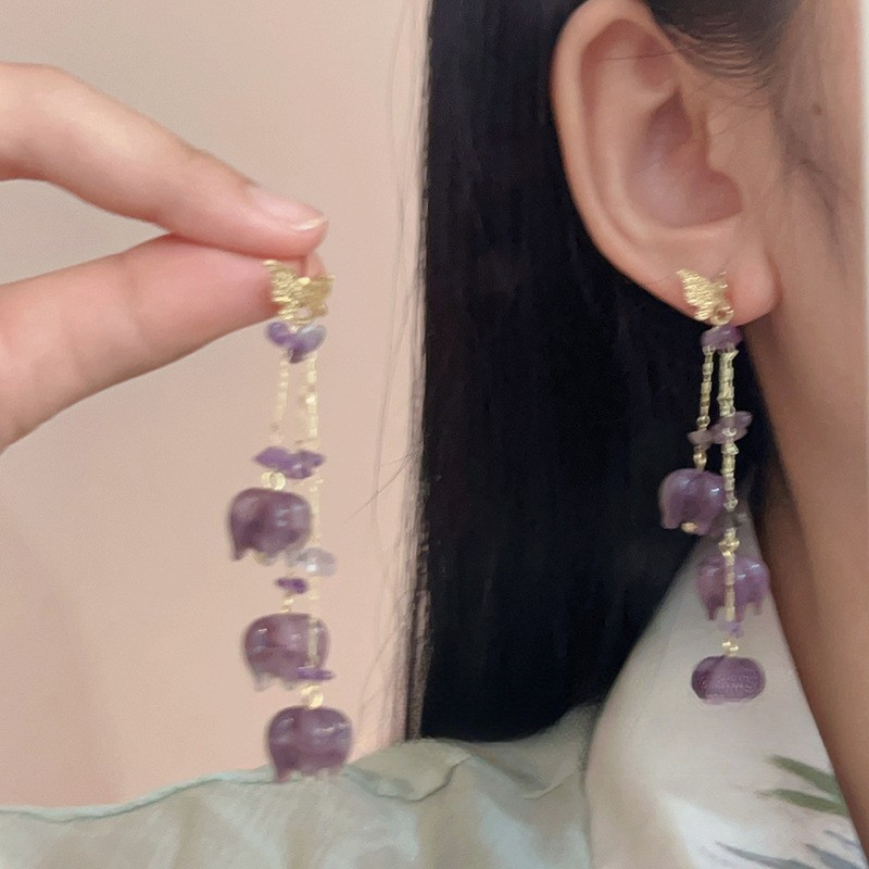 Boucles d'oreilles à pampilles papillon pour femmes, Style forêt, longues fleurs douces, tempérament Super féerique, décorations exquises: Bronze