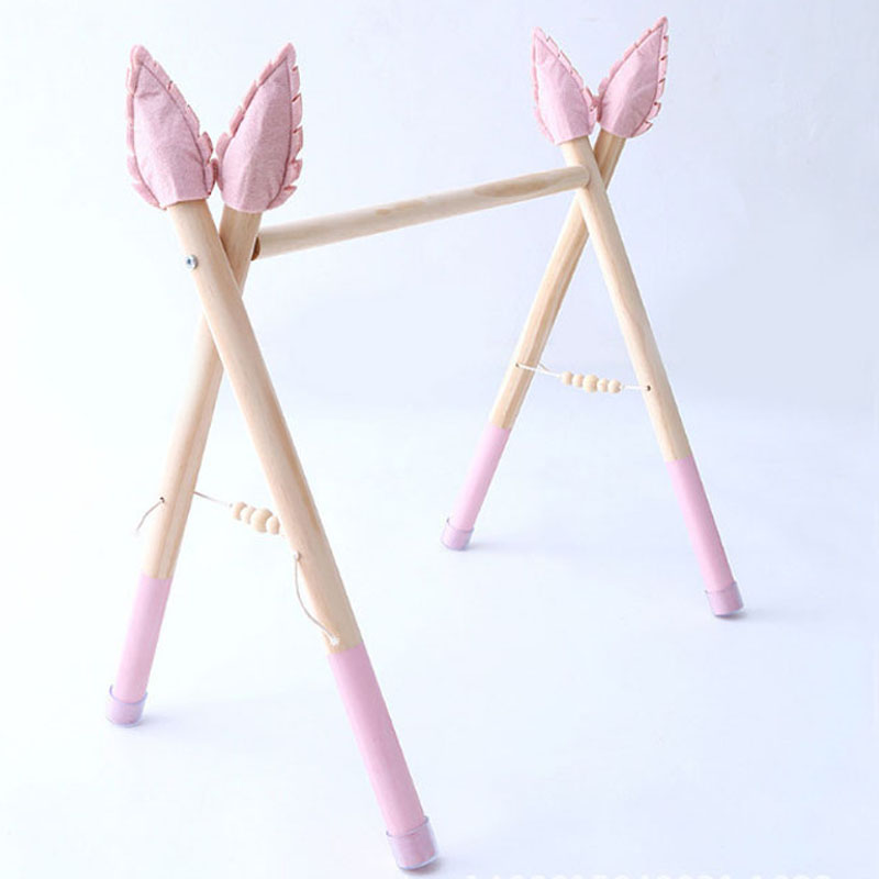Juego de gimnasio de estilo nórdico para bebé, juguete sensorial con anilla, marco de madera, estante de ropa para habitación infantil, , decoración para habitación infantil, 1 Juego: 3