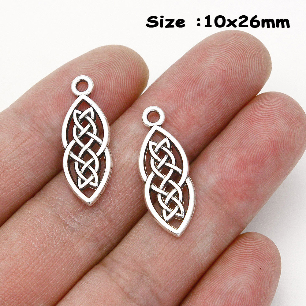 12/20pz Misto Amuleti di Protezione Celtica Pendenti e Ciondoli Wiccan Nodo della Strega Stregoneria Irlandese Pendenti Fai Da Te Orecchino Creazione di Gioielli Forniture: Rhodium placcato
