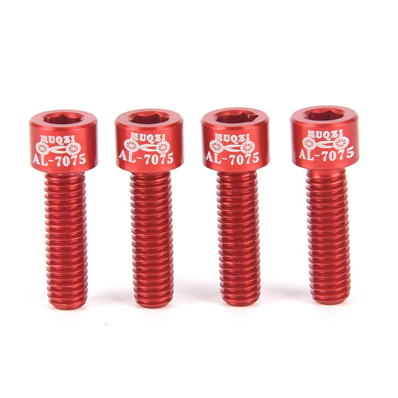 Tornillo para manillar de bicicleta de aleación de aluminio, M5 x 17MM, manubrio de engranaje fijo, 4 Uds.: red