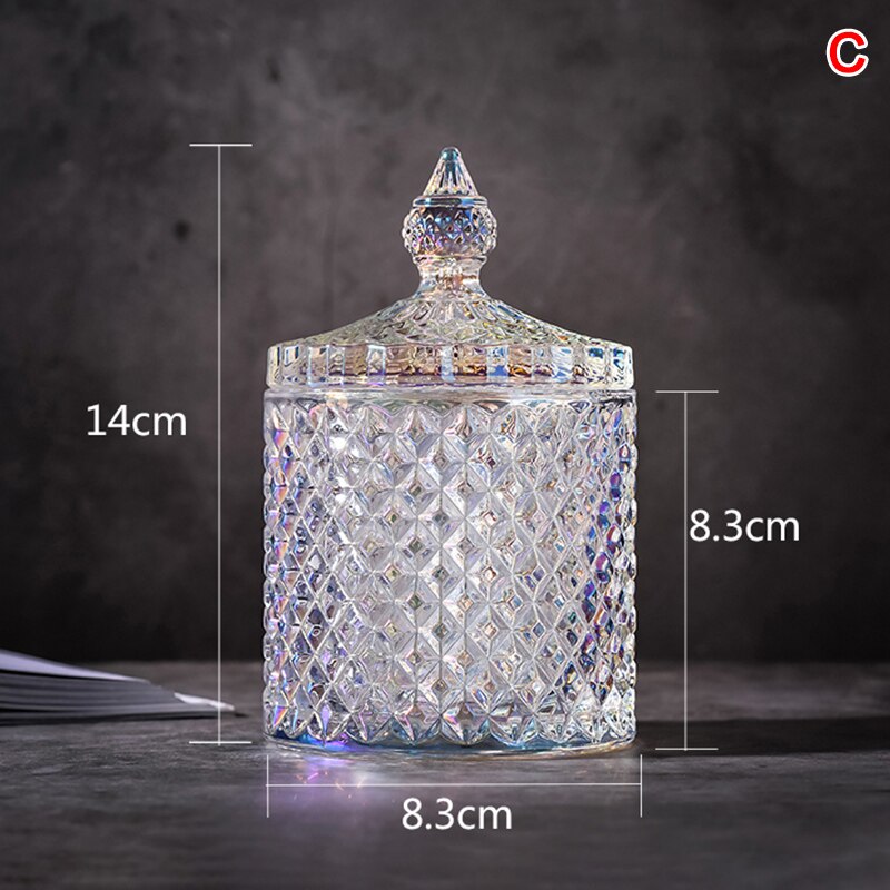 Färgglad burk i romersk stil kristallglas täckt förvaringsburk sockerlåda smycken burk godisburk heminredning lks 99: Rosa