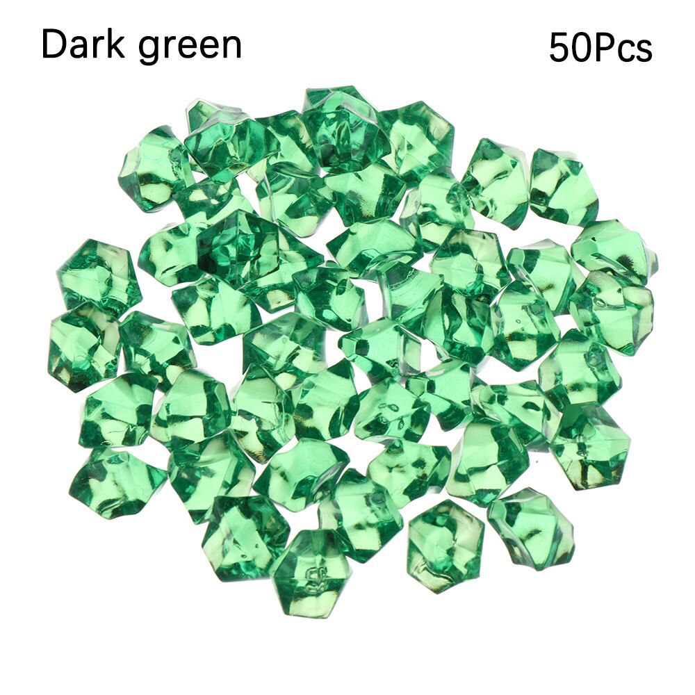 50Pcs/bag Colorful 1.4*1.1cm Aquarium Acrylic Stones Crystal Ice Cubes Decor Vase Filler Pebble Fish Tank Decor Flower Pot Decor: Dark green