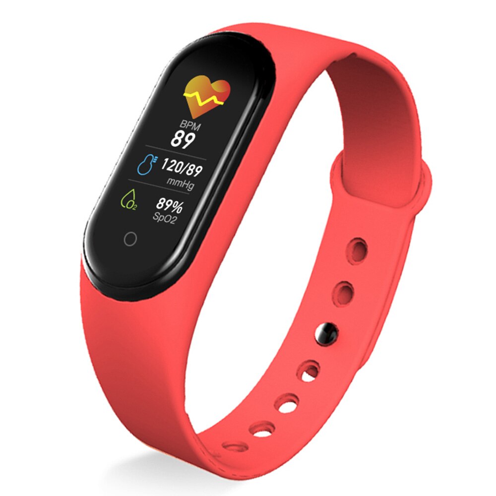 M5 intelligent armbånd bt telefon fitness ur hjertefrekvens blodtryksmåler vandtæt (lilla) fitness udstyr til gym: Rød