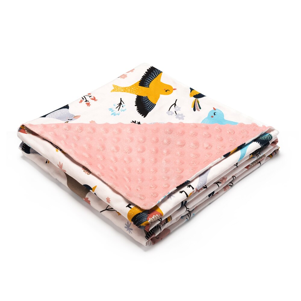 Vändbar unisex barnsmjuk babyfilt minky dot korallfleece mjuk termisk linda sängkläder set bomullsquilt: 1