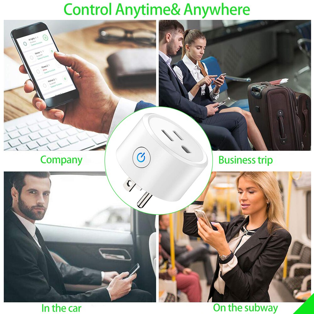 Smart stik wifi ministik smart stikkontakt, arbejde med alexa og google home, ingen hub påkrævet, fjernstyr dine enheder