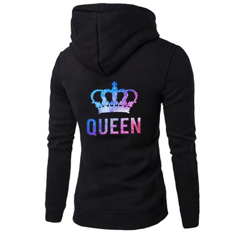 Sudadera para parejas King Queen ropa con estampado de corona para parejas sudadera de verano Casual Camisetas cuello redondo para parejas: queen / M