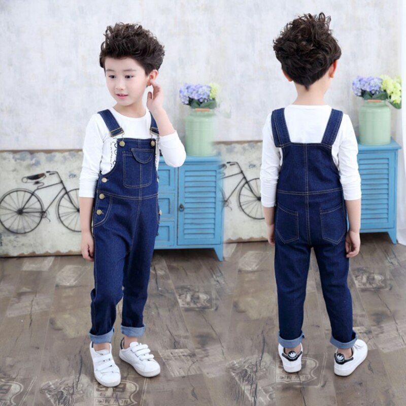 Salopette en jean pour enfants et adolescents, printemps, combinaison à poches, pantalons pour garçons et filles de 5, 7, 9, 11 et 13 ans