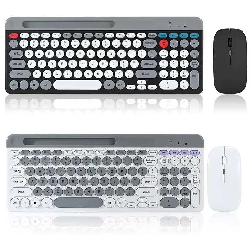 2,4 G kabellose Tastatur-Maus-Kombination, tragbar, Bluetooth, bunte Tastatur, wiederaufladbar, leise, für Tablet, Laptop, Desktop-Computer