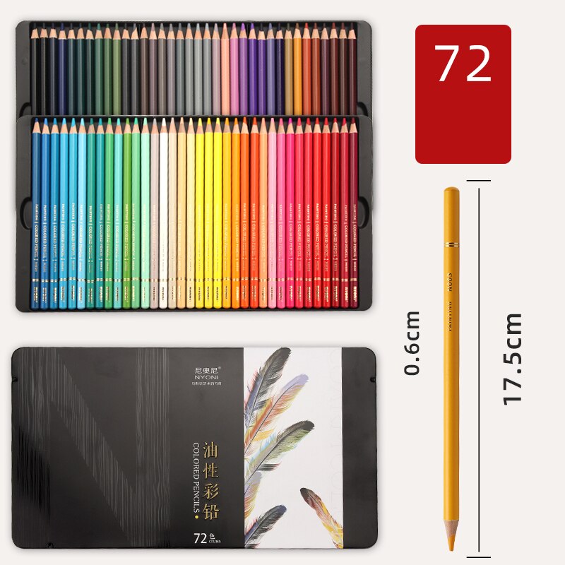 NYONI 12/24/36/48/72/120 Colors Colored Pencils Oil-based Lapis De Cor Soft Core Art Supplies: 72 Color Set