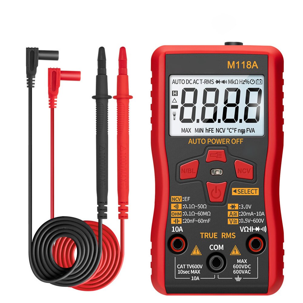 Digitale Multimeter Smart Tester Mini M118A Met Ncv Data Hold Zaklamp Auto Mmultimetro True Rms Tranistor Meter