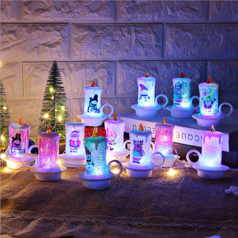 WEIHNACHTEN LED Kerze Farbwechsel Flackern Licht hoch funkeln Tasse Geformt Parteien Dekoration Säule Kunst Kerze Lampe Weihnachten Dekor