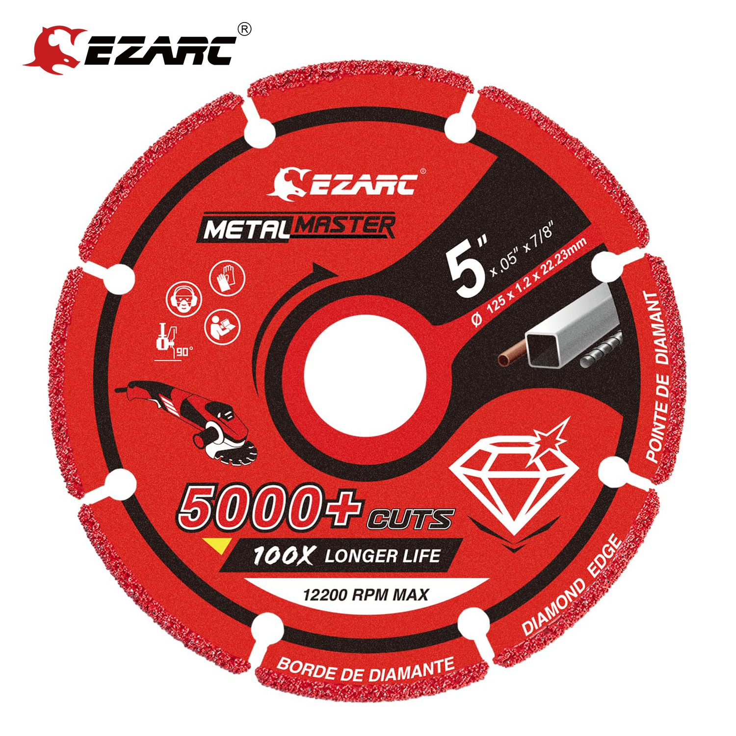 EZARC Diamond Cutting Wheel 125mm x 1.2mm x22.23mm Diamond Cut Disc for Metal, Cut Off Wheel with 5000+ Cuts on Steel Rebar Iron: Default Title