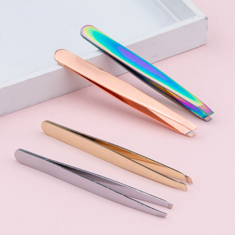 Wenkbrauw Pincet Schuine Rvs Ontharing Wenkbrauw Knijpen Tang Comedondrukker Multifunctionele Makeup Tools