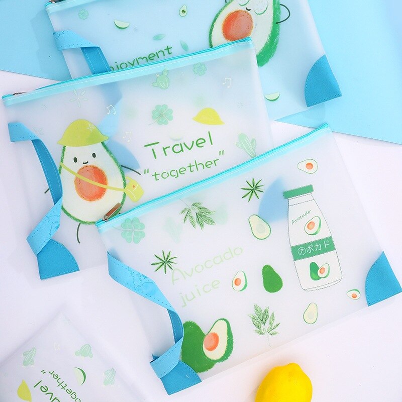 1 Uds. A4 A5 aguacate cremallera TPU impermeable carpeta de archivos de papel libro lápiz estuche de bolígrafo bolsa para documentos para oficina suministros para estudiantes