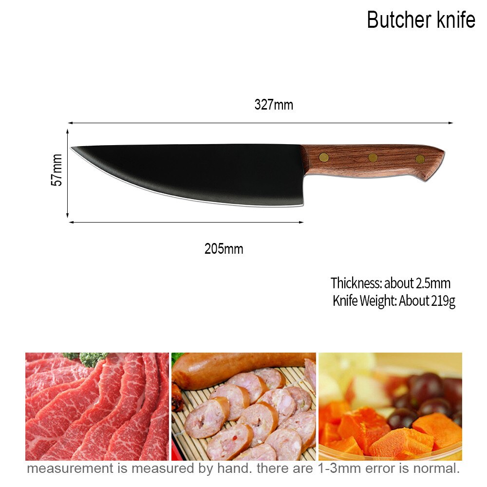 XYj 8 pouces couteau de Chef 3CR13 acier inoxydable tranchage couperet manche en bois couteau tranchant utilitaire couteau de Chef viande poisson fruits outils