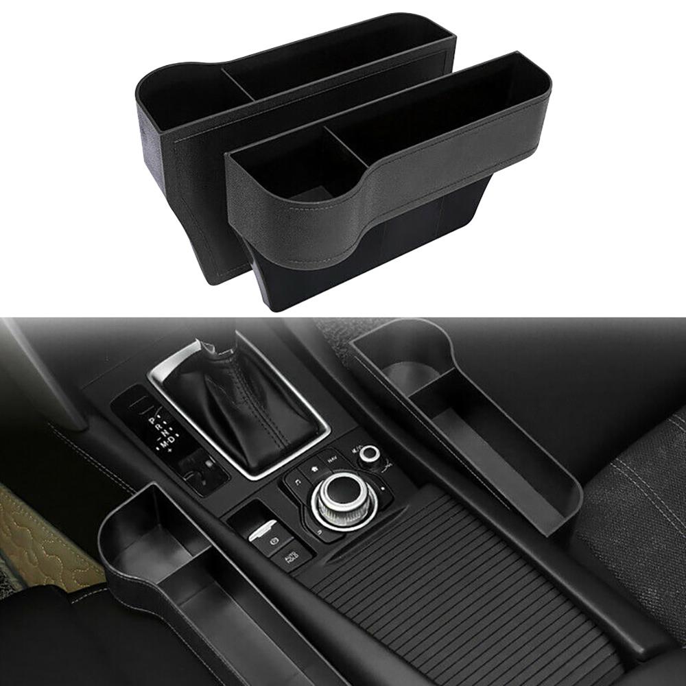 2x bil opbevaringstaske boks bilsæde lomme sæde gab organizer caddy catcher plads butik lækagesikker opbevaring oprydning spalte slids lomme