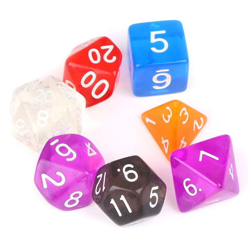 7 teile/satz DnD polyedrisch Würfel einstellen für Tabletop Spiele RPG MTG D4 D6 D8 D10 D % D12 D20 6 farben für Wählen