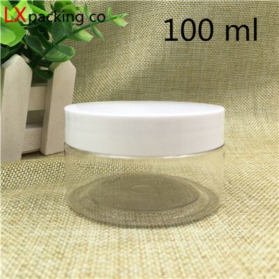 40 PCS 50 80 100 150 200 250 ML Clear Plastic Packaging Bottles White Lid Spice Container Bank With Seal Sticker: 100ml white lid 40